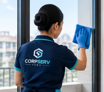 Limpieza de ventanas por personal de CORPSERV